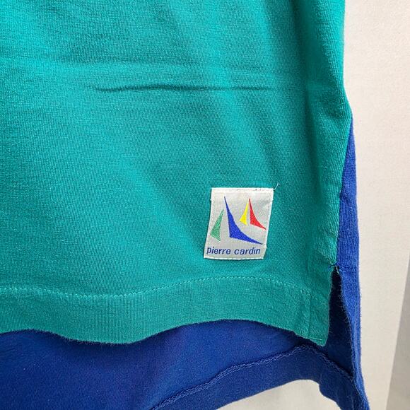 Pierre Cardin, Multi Color Blue and Teal quarter Button Down Shirt, L Men's - Picture 2 of 7